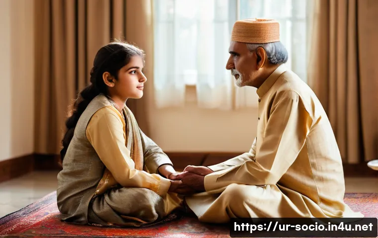 사회적 상호작용과 커뮤니케이션 - A Heartfelt Intergenerational Conversation**
A serene indoor scene featuring an elderly man with ge...