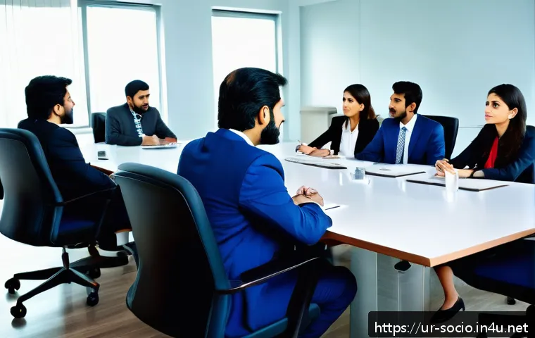사회적 갈등 조정과 협상 - A professional business negotiation scene set in a modern office with diverse Pakistani professional...